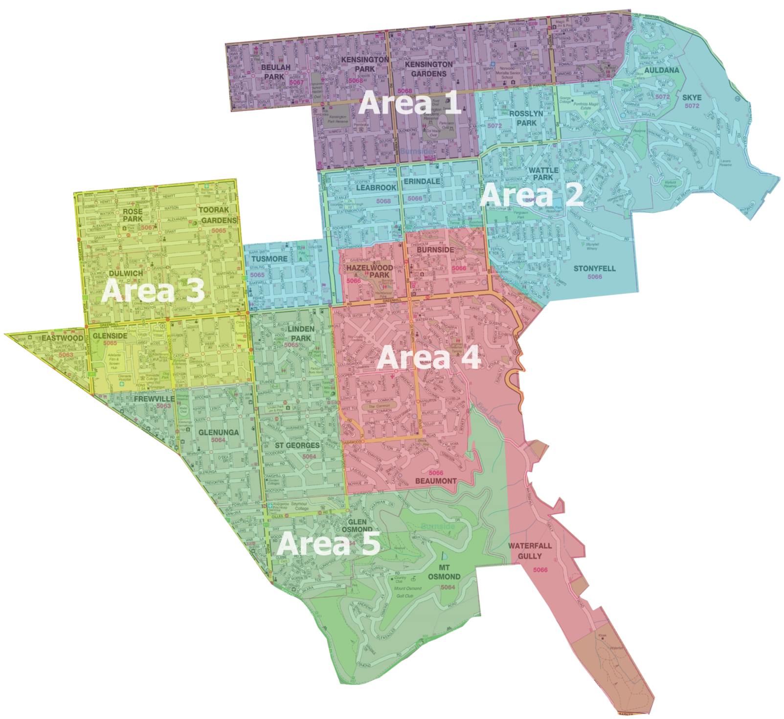 Waste collection areas in the City of Burnside